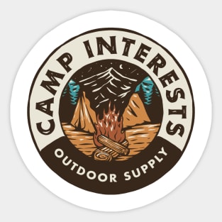 Camping Adventure Mountain Badge Sticker